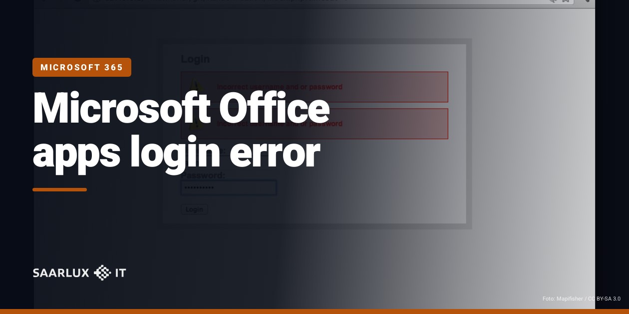 Microsoft Office apps login error