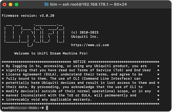 Mac Terminal Login Unifi Dream Machine